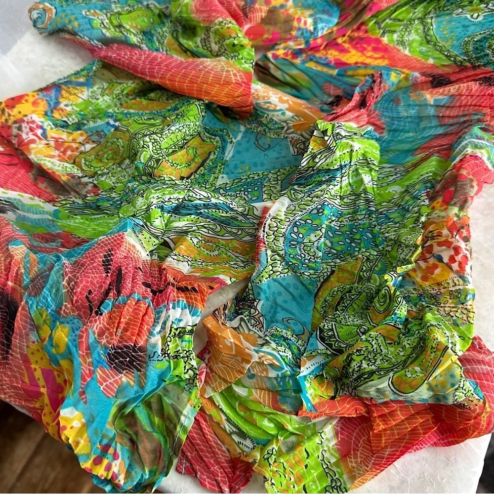 3/$20 💥 Colorful Lightweight Scarf Wrap Shawl Abstract Paisley Micro‎ Pleated